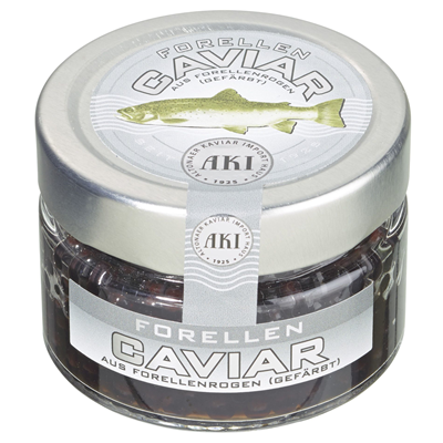 Forellenkaviar schwarz gekühlt 100g Glas